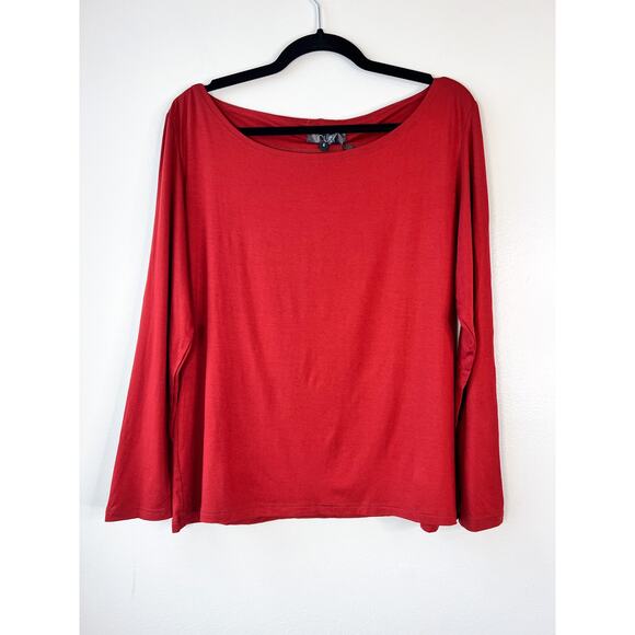 Designer RUTI Basic Top Brick Red US Size XL / Size16  Long Sleeve Boat Neck NWT - Picture 9 of 9
